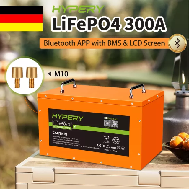 No IVA 300Ah 12,8 V LiFePO4 Batteria solare al litio Bluetooth camper camper off-grid