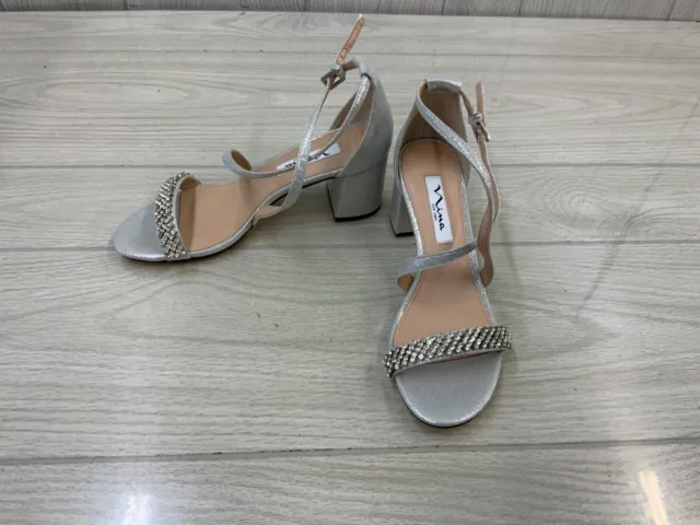 Nina Nora Evening Sandals, Women's Size 6.5 M, Silver NEW MSRP $89