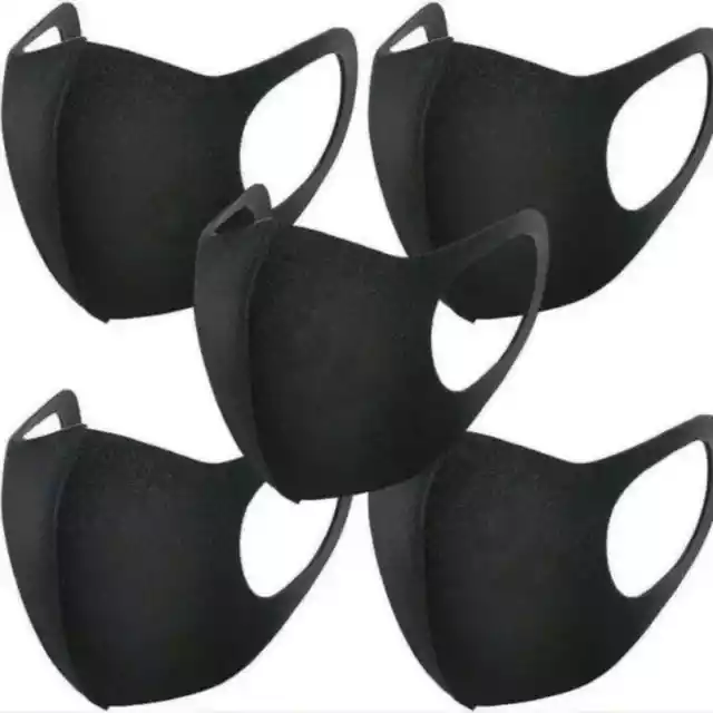 10 Black Face Masks - One Size Fits Most, NEW