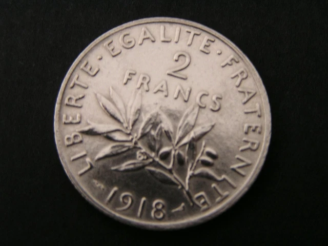 2 Francs Semeuse Argent/Silver 835/1000ème, Roty, 1918  SPLEND++ presque FDC...
