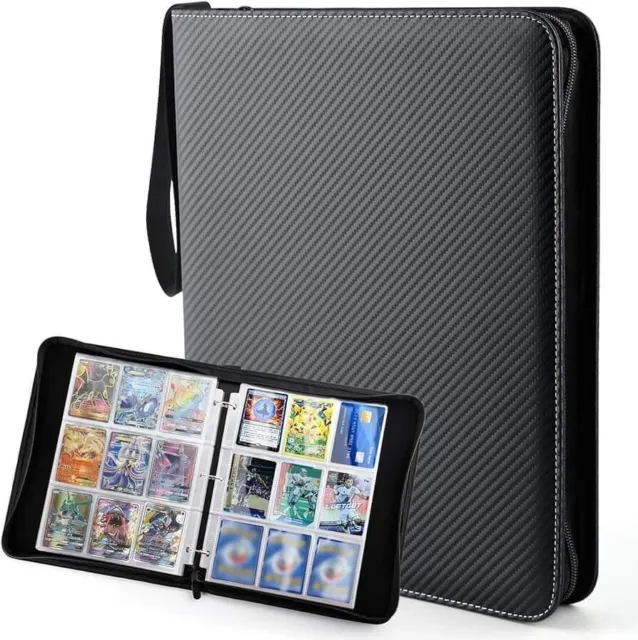 Trading Card Binder 720 Pocket Capacity Case Folder Album Zipper Carbon Fiber