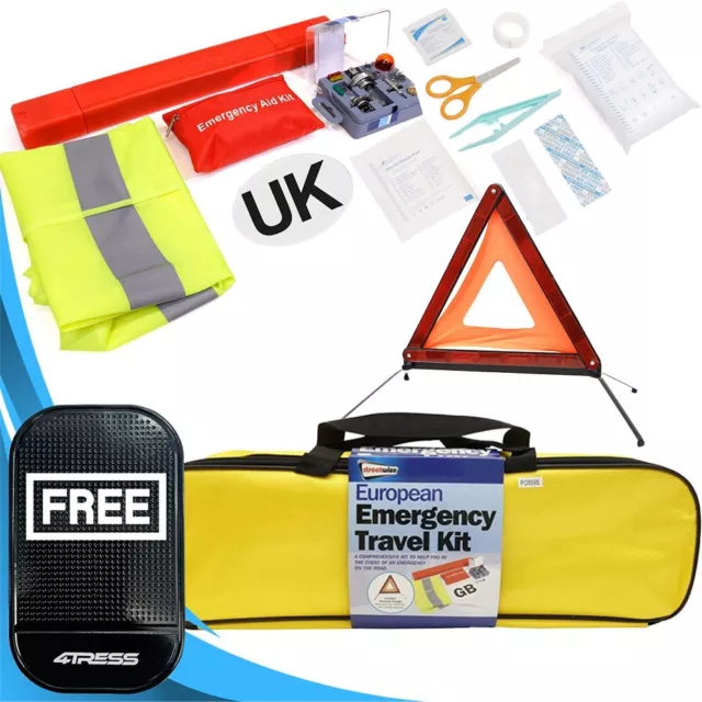 Streetwize European Breakdown Emergency Travel Kit Triangle Vest Bulb Kit. Mat✅