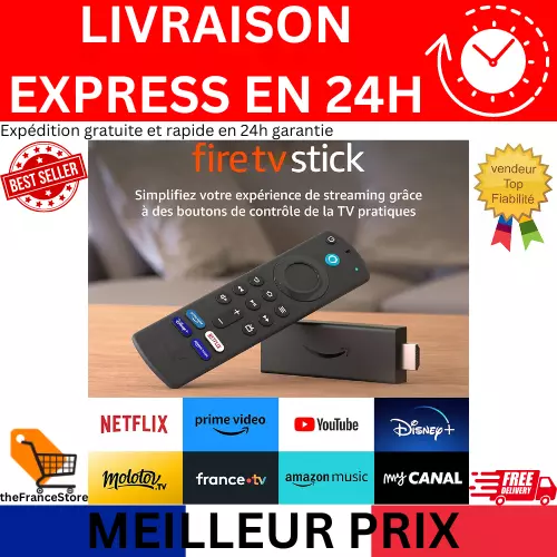 Amazon Fire TV Stick avec télécommande vocale Alexa (+boutons de contrôle de TV)