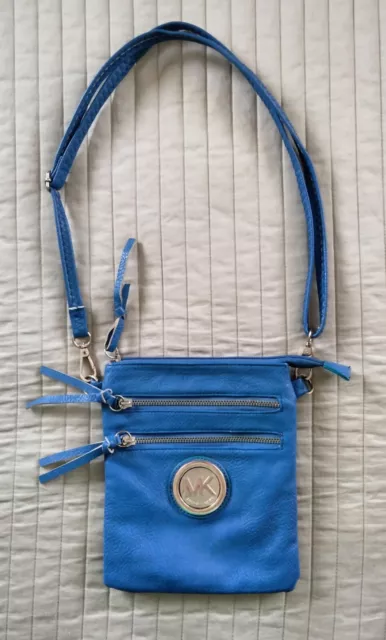 MICHAEL KORS ROYAL blue leather handbag/purse with crossbody strap