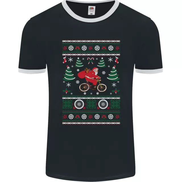 T-shirt ciclismo Babbo Natale ciclista da uomo fotoL