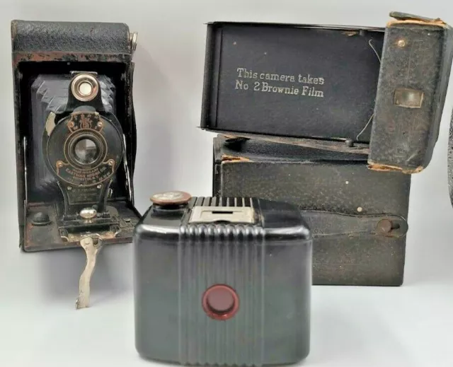 KODAK No. 2  Autographic Brownie Folding Camera 3X Vintage Cameras