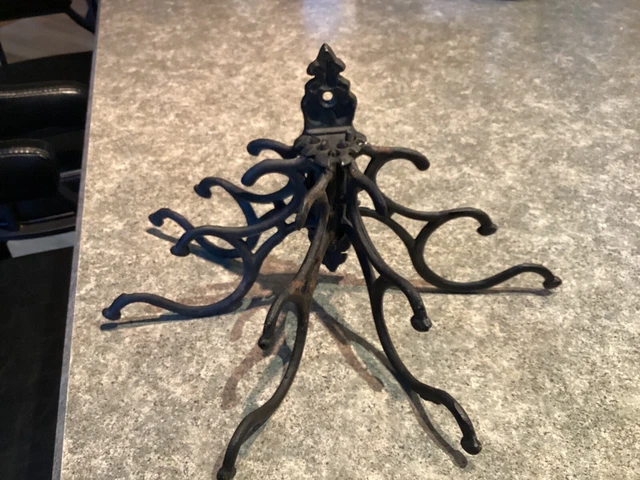Cast Iron Victorian Wall Folding Hat Coat Rack 15 Hook Swivel Swing Arm