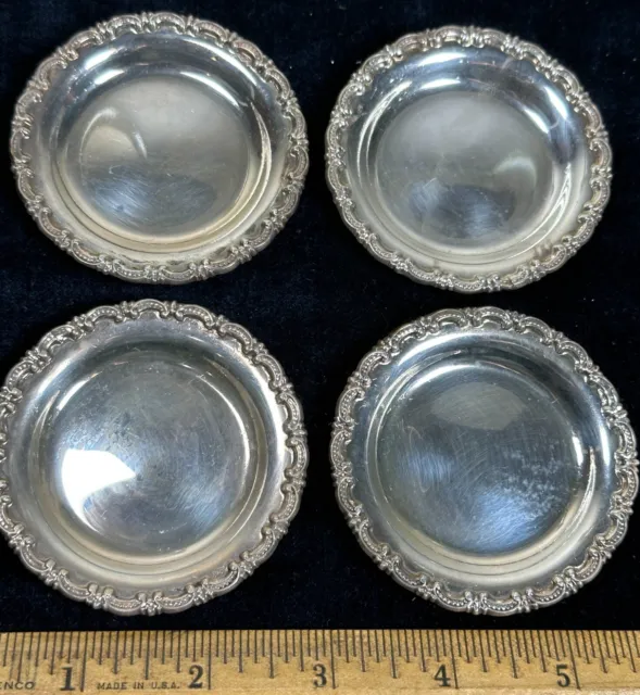 (4) Antique Sterling Silver Small 3" Plates - 87 Grams Excellent Condition