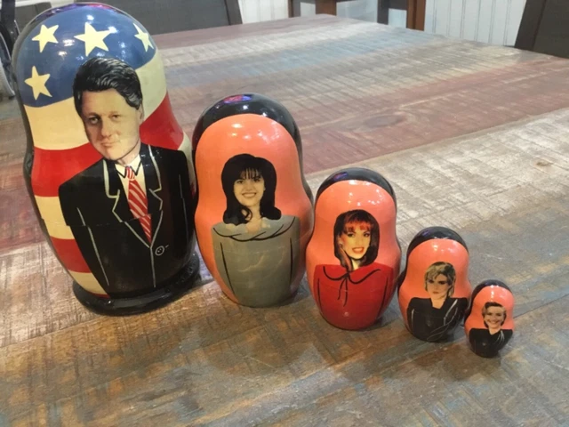 Bill Clinton Nesting Dolls Monica Lewinsky  Paula Jones Gennifer Flowers Hillary