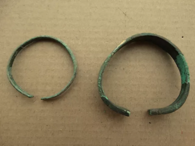 Ancient Fine Two Viking Bronze Bracelets 9-12 AD Kievan Rus