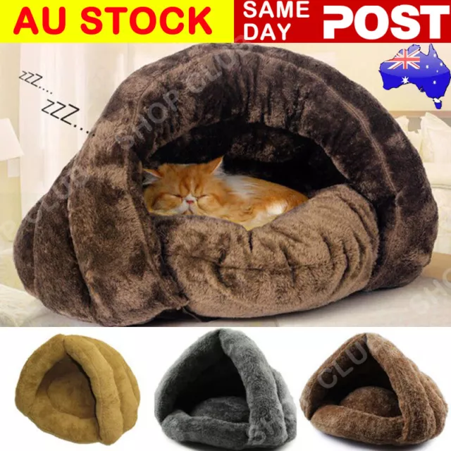 Pet House Sleeping Bed Cave Kitten Cat Dog Puppy Soft Mat Pad Nest Kennel Gift