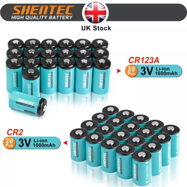 20x CR123A 1600mAh+20x CR2 1000mAh 3V Li-ion Durable Batteries For Cameras Etc