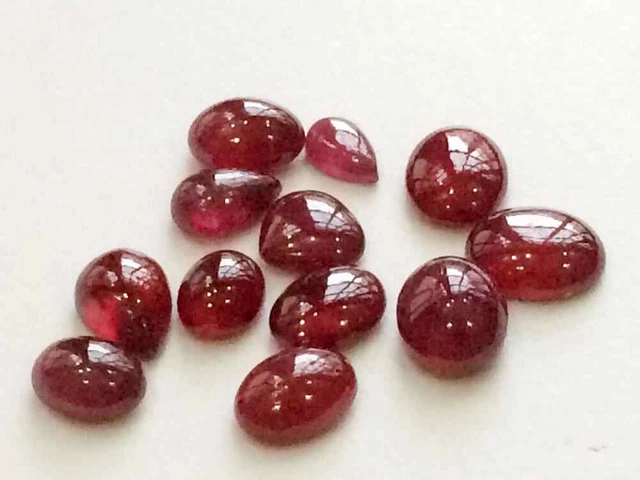 10-13mm Rubin Glas Gefüllt Cabochons, Oval Birne Schlicht Locker 3 Stück