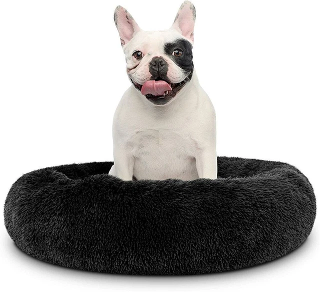 Dog Bed Donut Soft Round Plush Cat Beds For Calming Pet Anti Washable Furr