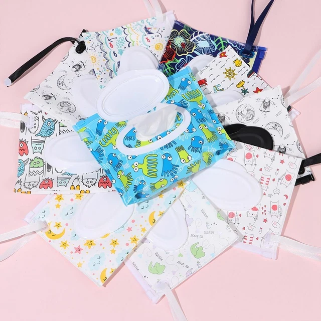 Wet Wipes Bag with Snap Straps EVA Baby Wet Wipes Box Portable Reusable Wipes