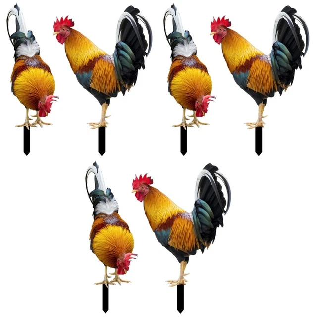 6 pcs  rooster garden statue Simulation Rooster Stakes Home Decor Rustic Outdoo