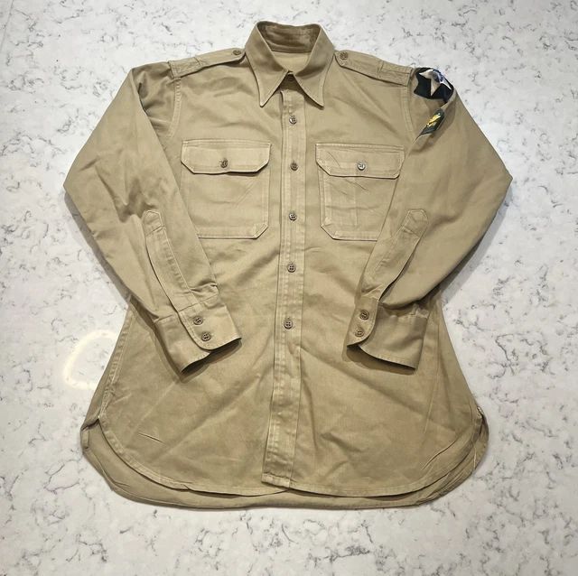 Military Utility Shirt, Men's Size M (equivalent) unclear Khaki type Vintage Second Hand