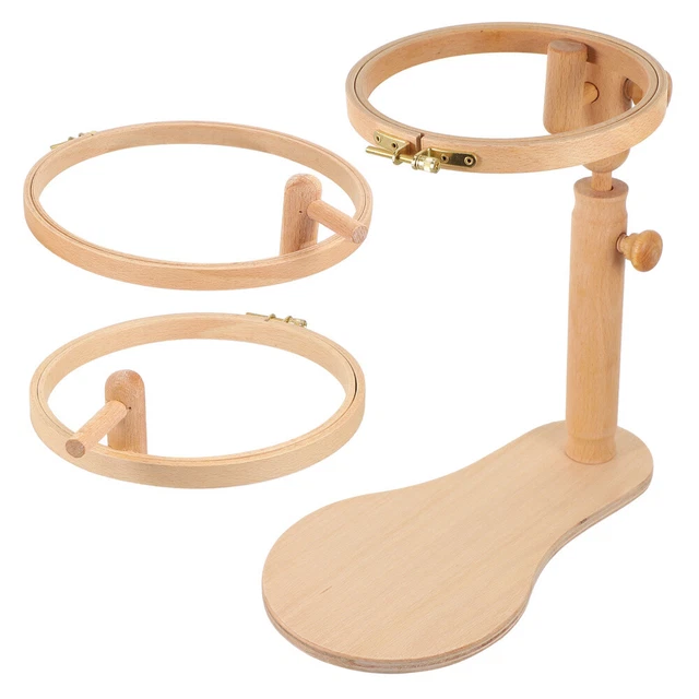 Funfob Support De Point De Croix Rotatif En Bois De Hêtre - Cerceau De Broderie 360° Ajustable Et Portable