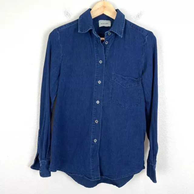 RACHEL COMEY Womens 2 Blue Chambray Button Up Shirt Long Sleeve Top