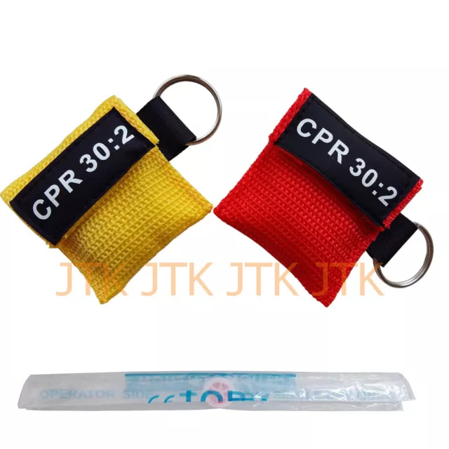 10packs 2pcs/pack CPR MASK with Keychain CPR FACE Shield AED RED&Yellow CPR 30:2