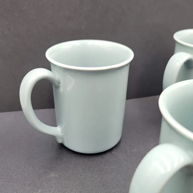 SET OF 4 Vintage Corning Ware CORELLE Solid Light Blue Gray Coffee Mugs Cups 3