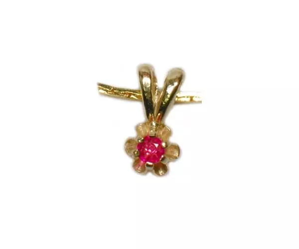 Rubis Pendentif 19th Siècle Ancien Gemme Ensemble En 14kt Buttercup Pendentif