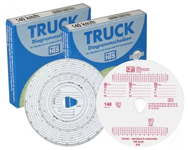 2x 100x Tachoscheiben 140-24 Diagrammscheiben für Fahrtenschreiber 140km/h