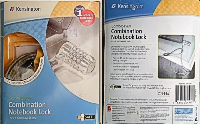 Anti-Theft Kensington Notebook Laptop Combination Lock