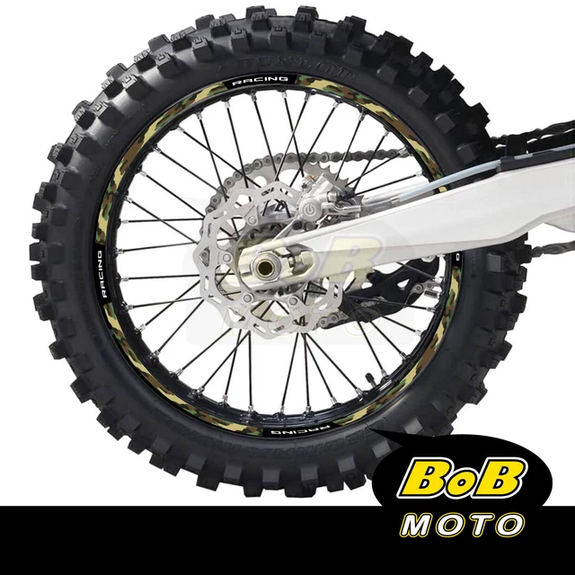 Camo Green Dirt Bike Rim Wraps Sticker For Kawasaki KLX 250 H T 06-14 12 13