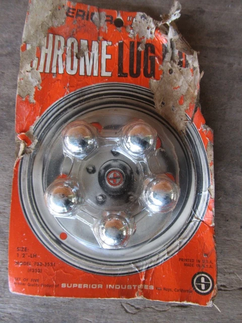 NOS Superior Mag Lug Nuts (5) Mopar 1/2" Small bolt B Body Reverse Left Hand