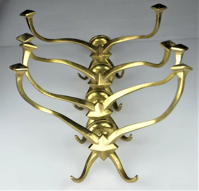 Set Of (4) Brass Coat And Hat Hall Tree Double Hooks - Salvaged Reclaimed