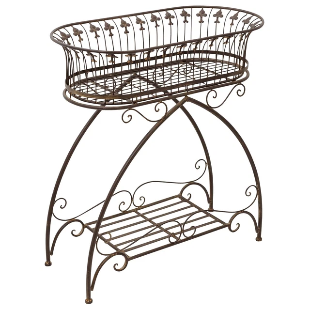 Caja de flores macetas jardín hierro estilo antiguo marrón 76cm cama levantada