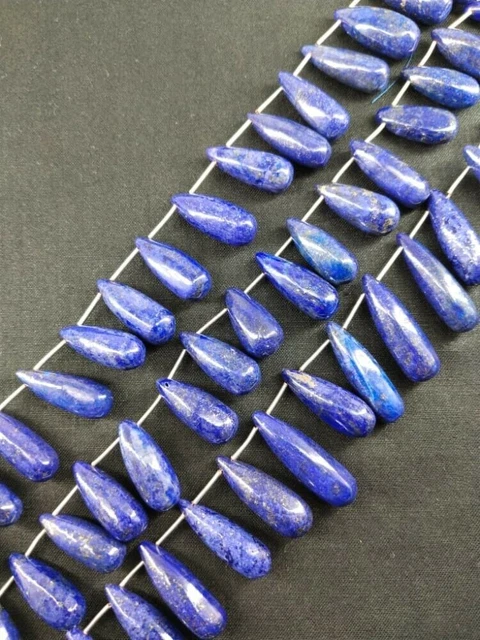 8 "Natural Blue Lapis Copper Smooth Drop Gemstone Beads Jewelry Making... 2