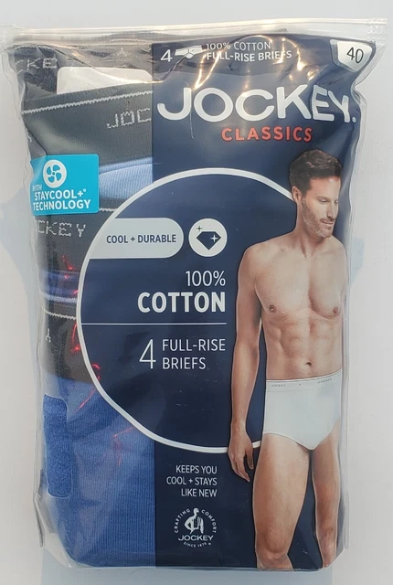 Jockey Men's Briefs, 4 Pack, Full Rise, Size 40