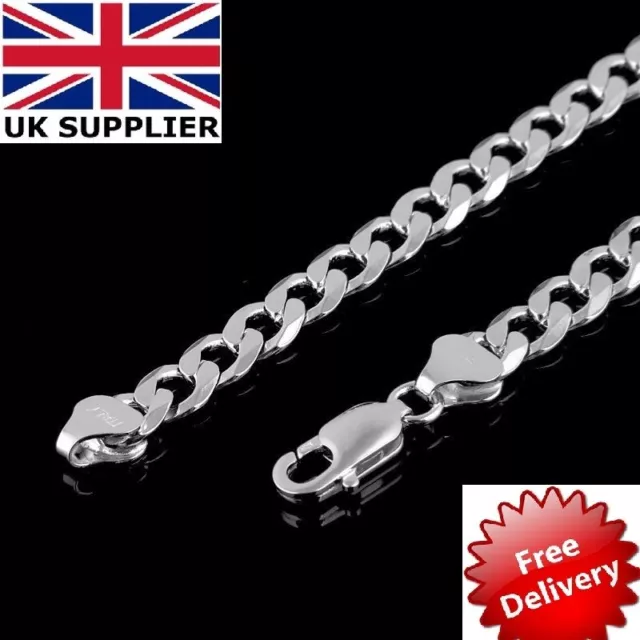 Fashion Men boy 925 sterling Silver 4MM solid Curb Chain Necklace 20'' inch