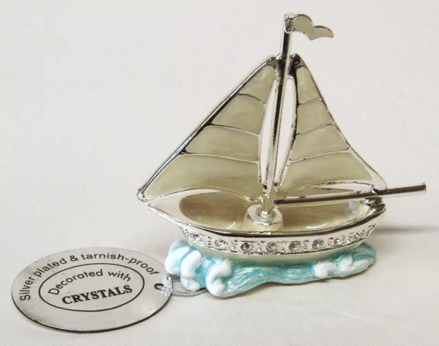 4531 Plata Barco de Vela Sailing Juego de Cajas Swarovski Vidrio Cristal 6 CM