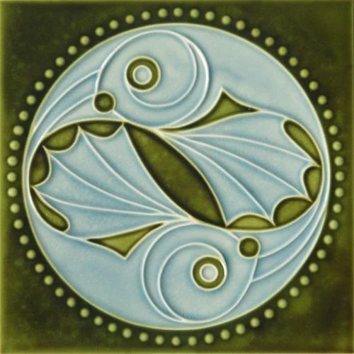 Art Nouveau Vintage Ceramic Tile Azulejo German Trivet Majolica Reproduction