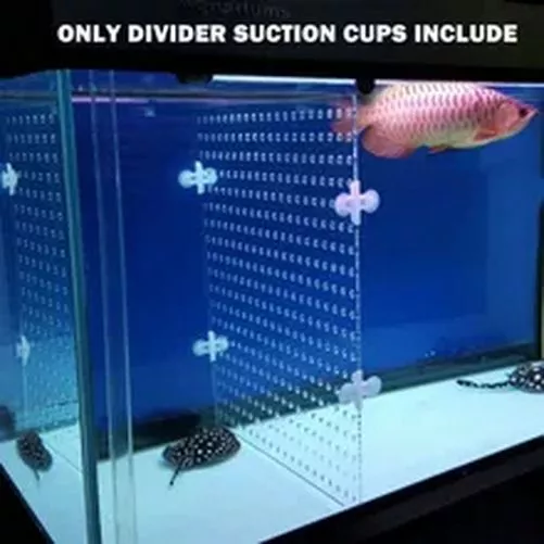 Aquarium Acrylic Divider Full Holes 4Pcs Suction Cup Betta Fish Guppies Tank