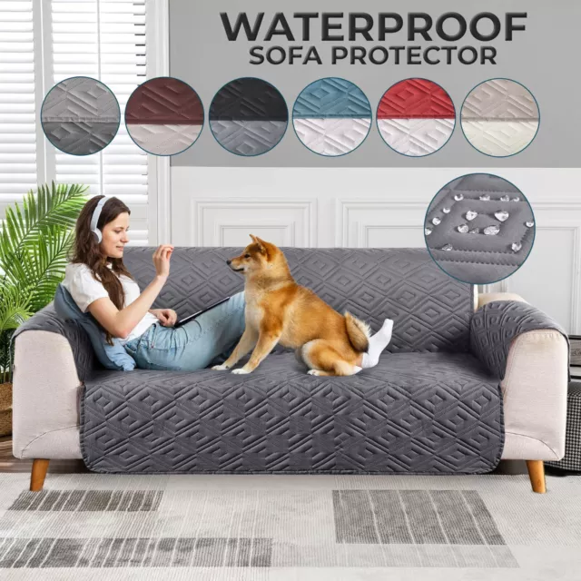 Waterproof Sofa Slip Covers Reversible Quilted Throw Pet Protector Couch Cover