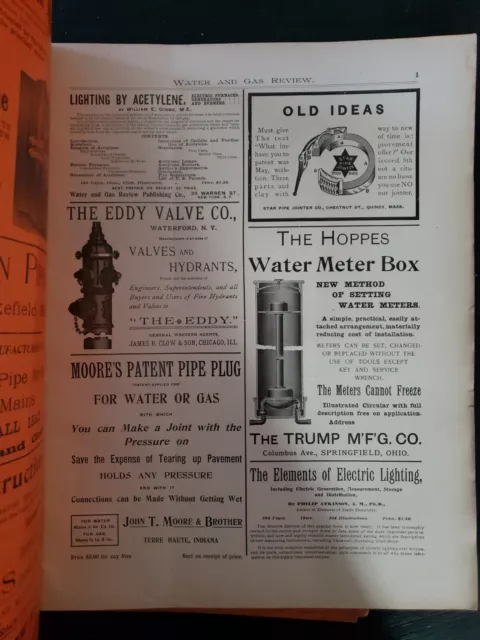 Vintage Water And Gas Review Magazine September 1898 Trump Manufacturing Co Nash 3