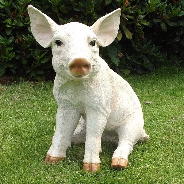 GARTENFIGUR SCHWEIN FERKEL sitzend 2172 Haus Garten Deko lebensecht