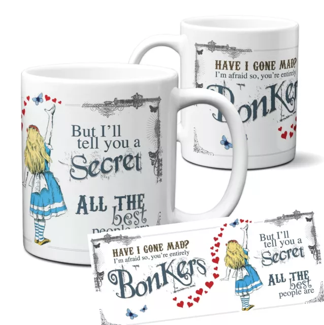 Alice in Wonderland Mug Gift Tea Party Prop Entirely Bonkers 11oz Ceramic