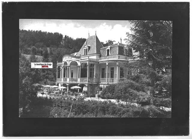 Plaque verre photo ancienne positif noir & blanc 13x18 cm Vichy, Allier bateaux