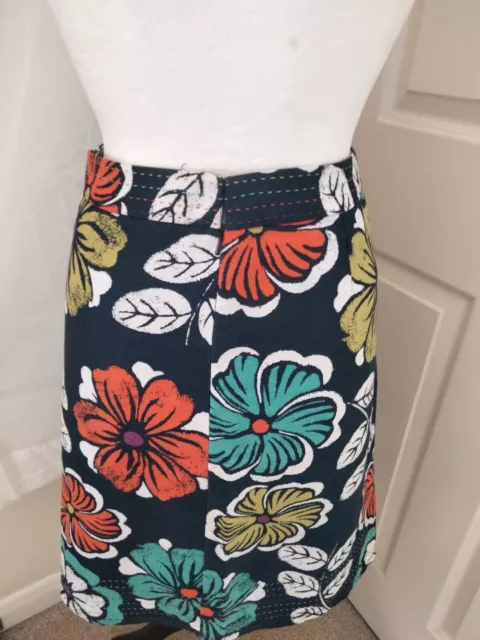 Laura Ashley Weekend Skirt Linen Mix Floral A-line Lined Size UK 8 VGC Summer