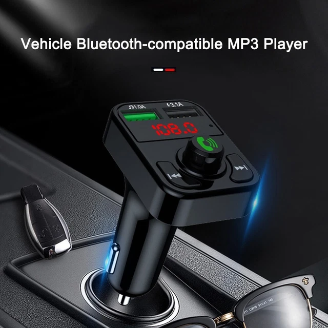 1 PCS Fast Car Charger USB Lighter Socket 2-Port Adapter Bluetooth FM MP3 Black
