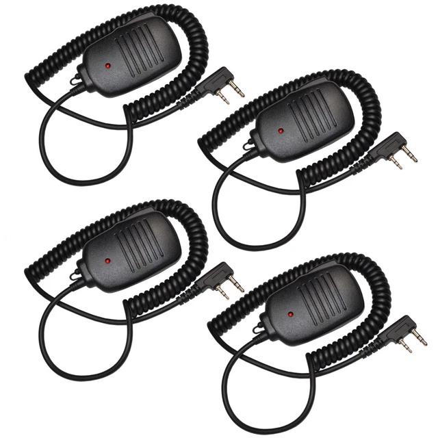 4-Pack 2Pin Mini Speaker with PTT Microphone for Kenwood TK Series Two-way Radio