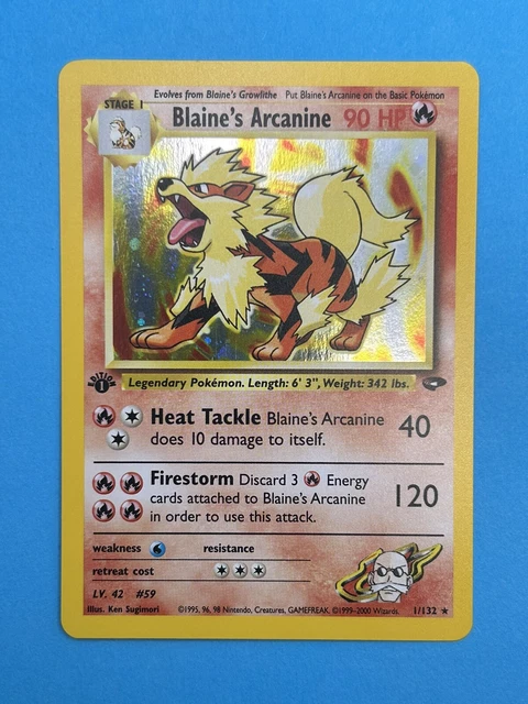 BLAINE’S ARCANINE Pokemon Card - WOTC - 1st Edition - Gym Challenge - 1/132 - NM