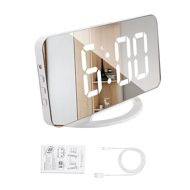 Snooze Mode Alarm Clock Bedroom Bedside Digital Display With Backlight Home Led