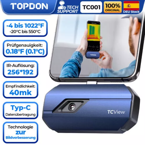TOPDON TC001 IR Cámara termográfica Temperatura optimizada 256x192 Android <40mk