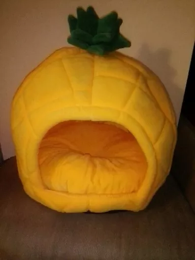 Plush Pineapple Pet House Bed Domed Cave House with Cushion Small Dog Or Cat